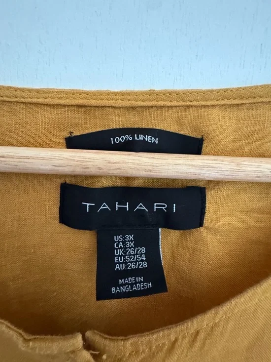 Minimalist Linen Button Blouse Mustard Oversized Relaxed Capsule - Picture 3 of 10